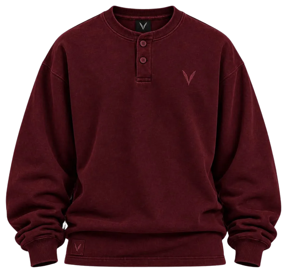 Vervaine Burgundy Henley front view