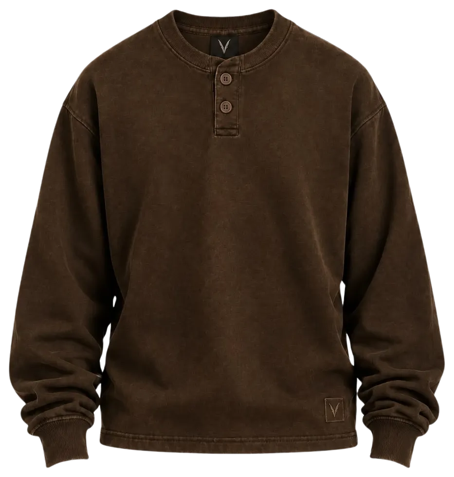 Vervaine Chocolate Henley front view
