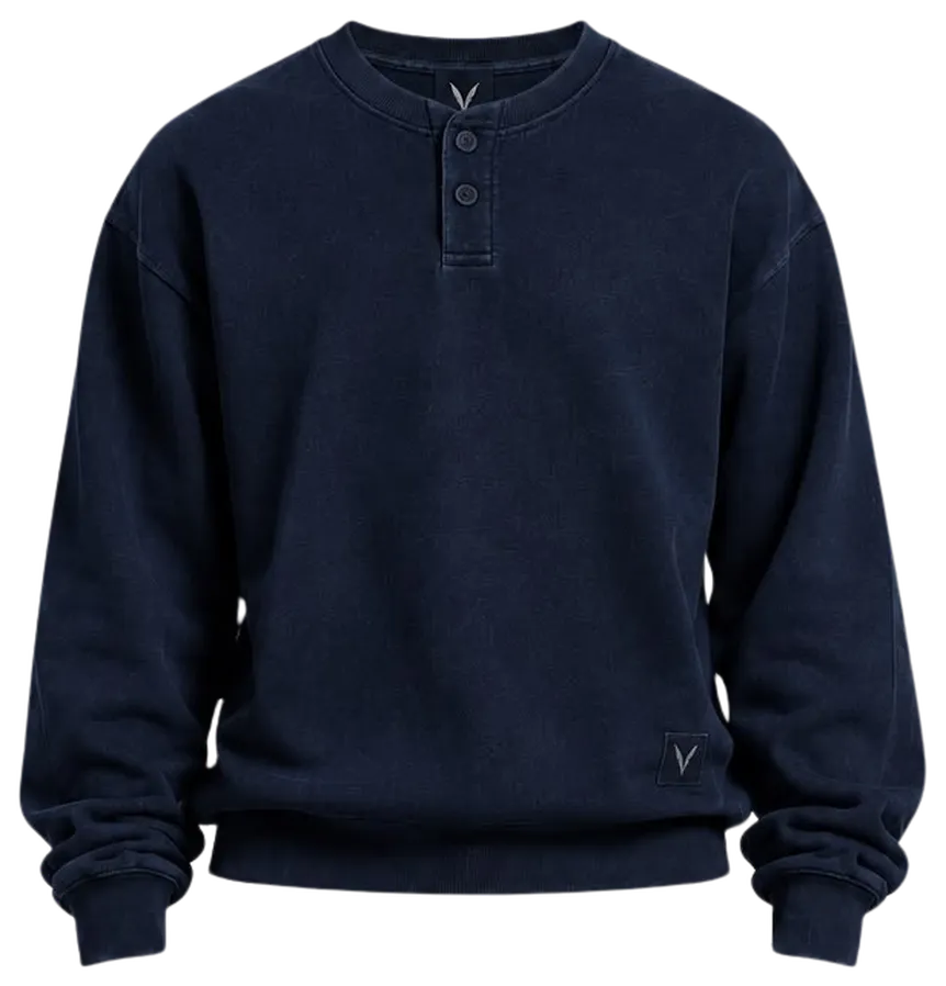 Vervaine Navy Henley front view
