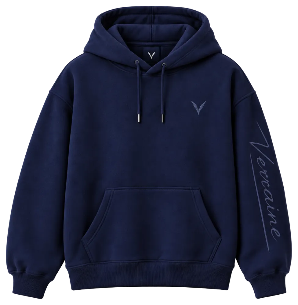 Vervaine Navy hoodie front view