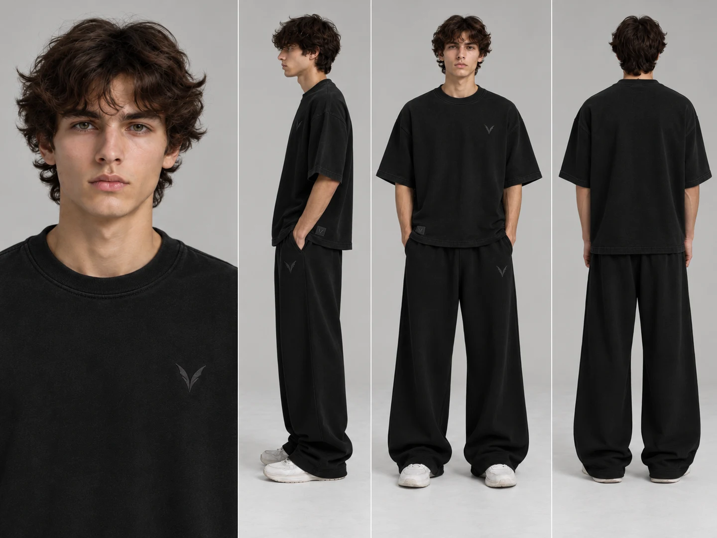 Vervaine black tee and sweatpants styling — concept image