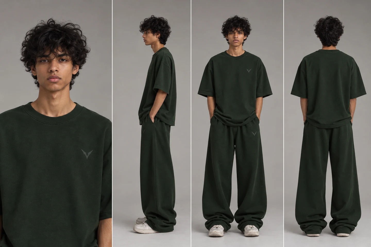 Vervaine forest tee and sweatpants styling — concept image
