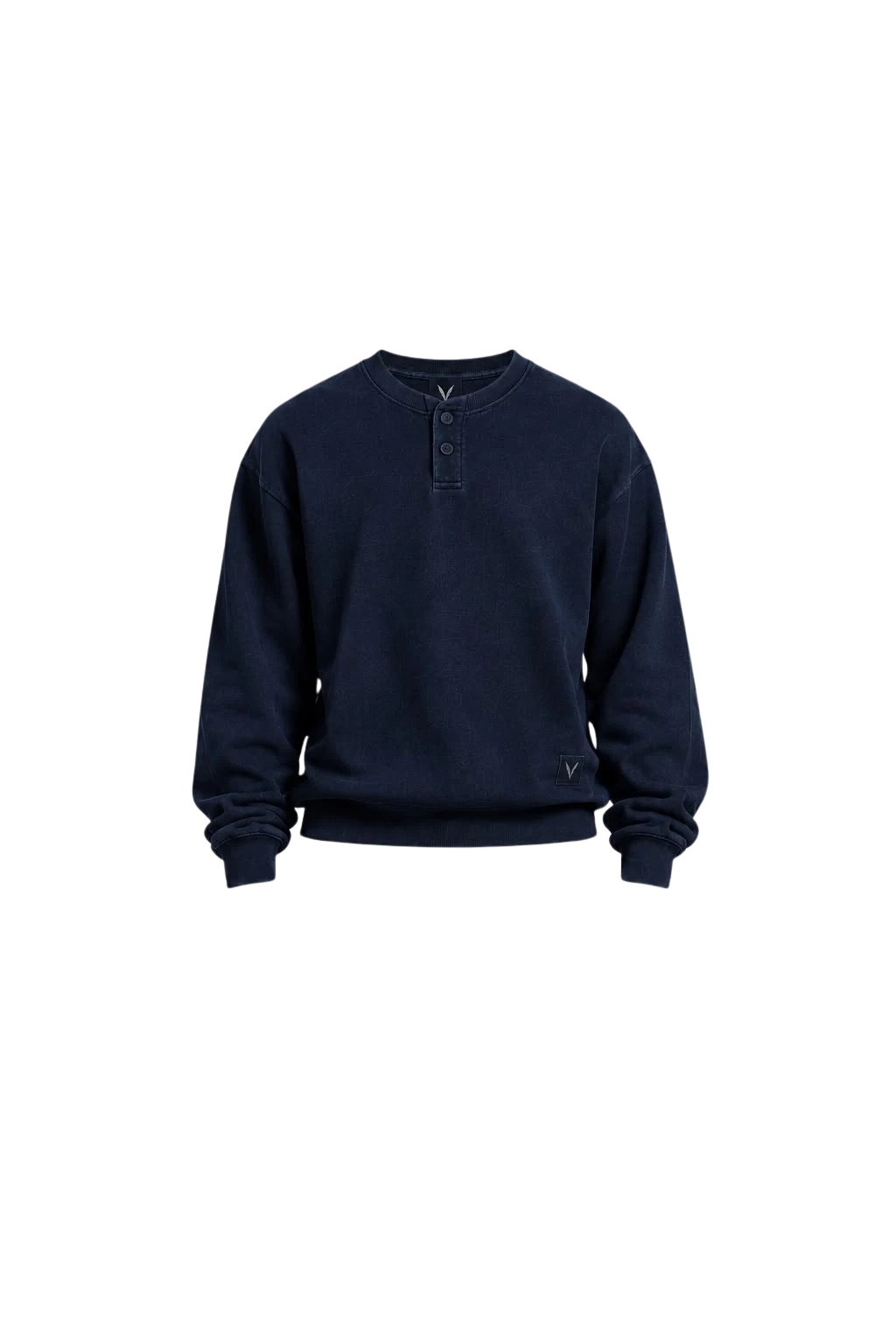 Vervaine navy henley front — concept image